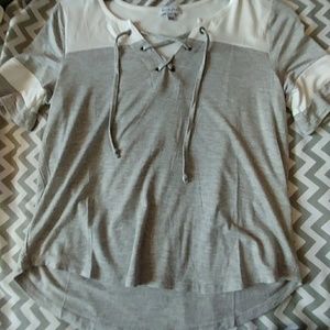 Grey and white shirt